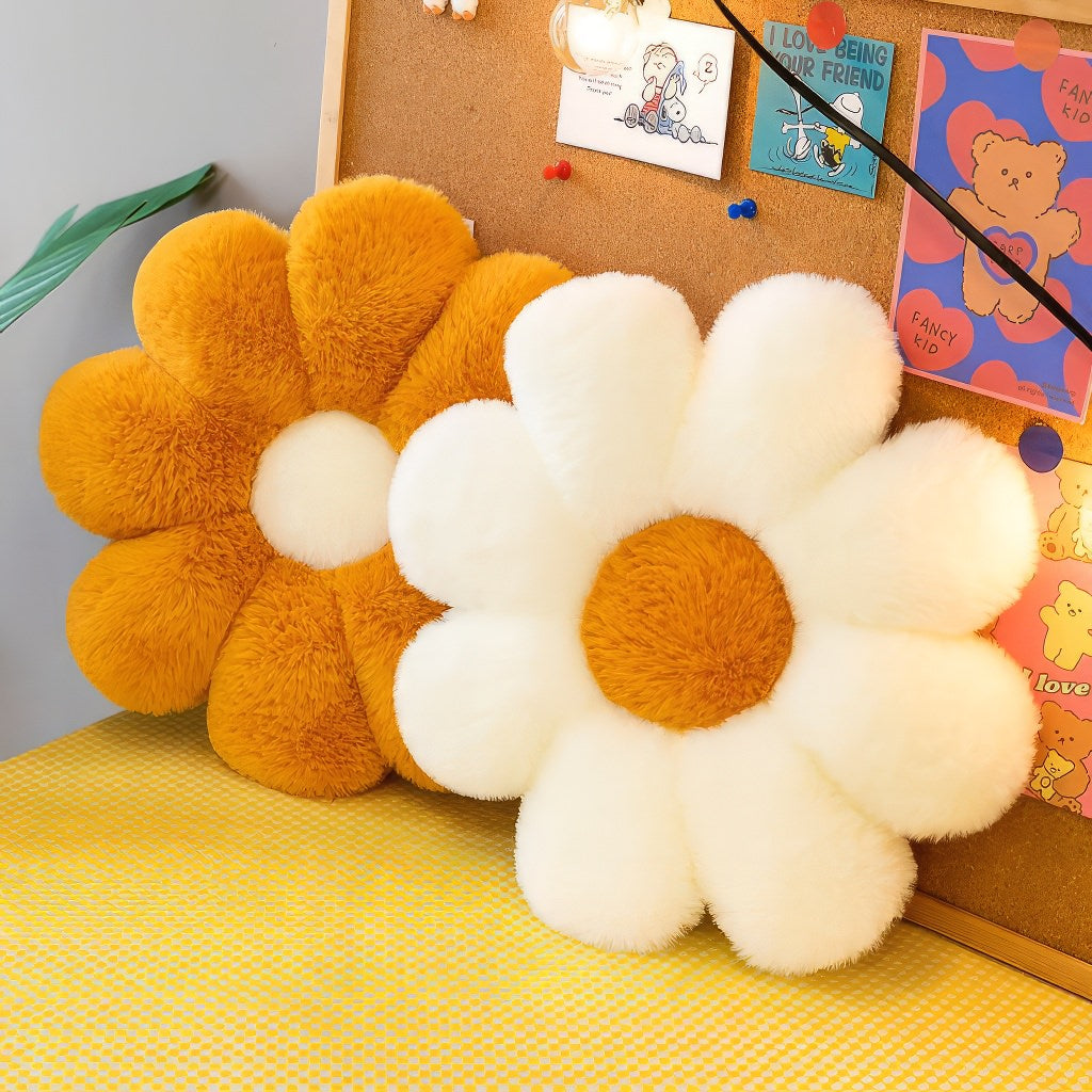 Flower Plush Pillow — Soft Furry Fabric for Bed and Sofa Decor — Lifestyle 5