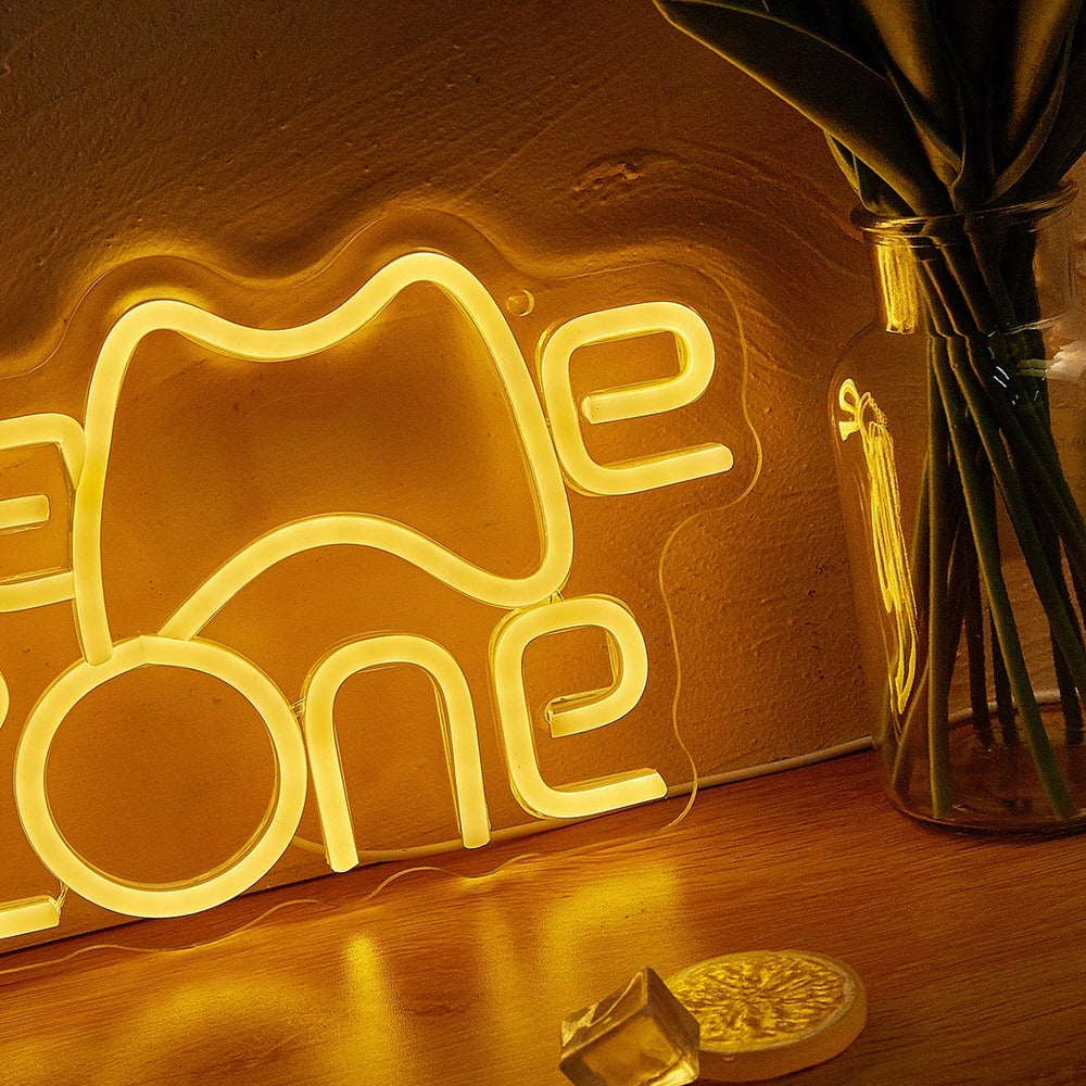Game Zone Wall LED Neon Sign — Warm LED Mood Lighting for Bedside — Detail