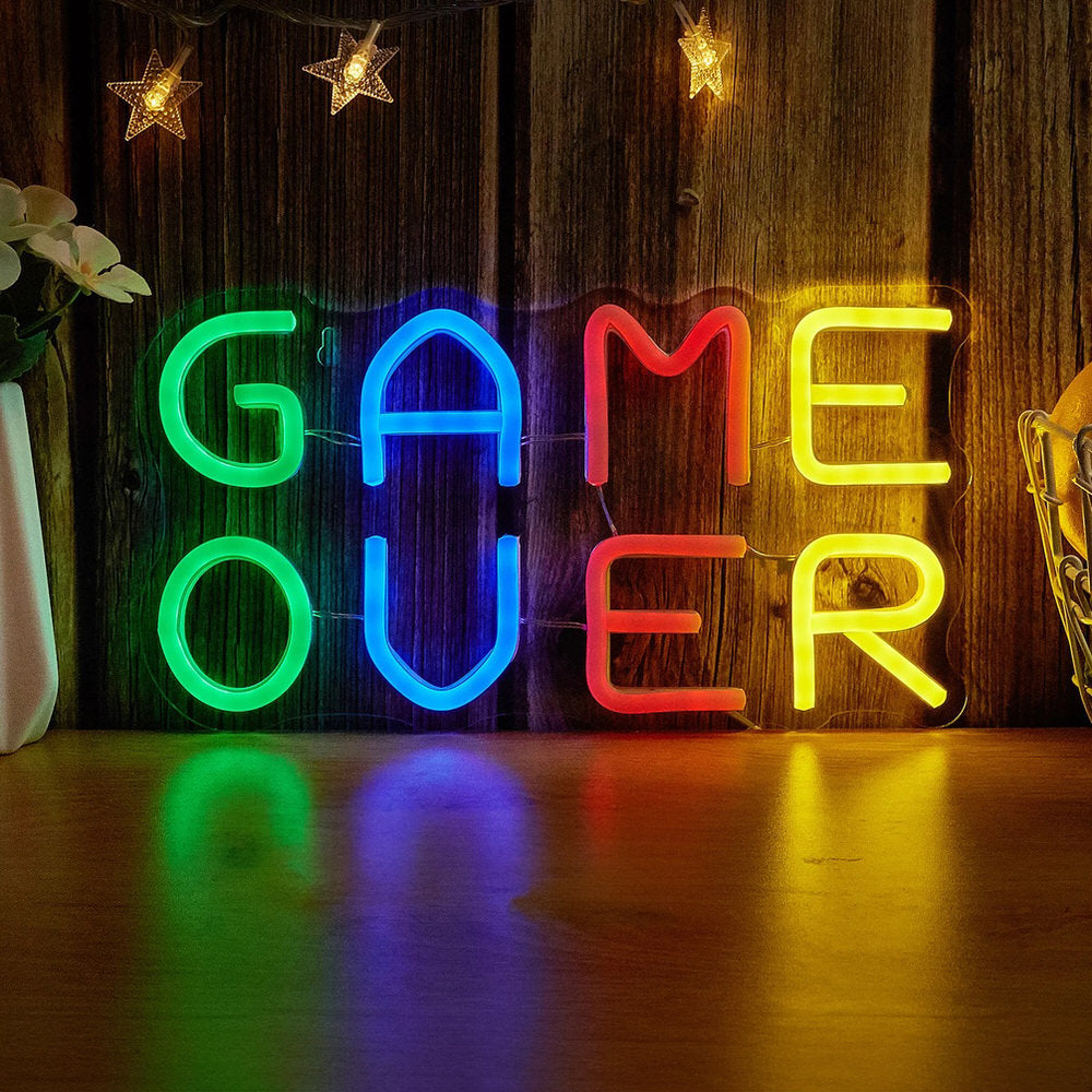 Game Over Multicolor LED Neon Sign — Lifestyle 1