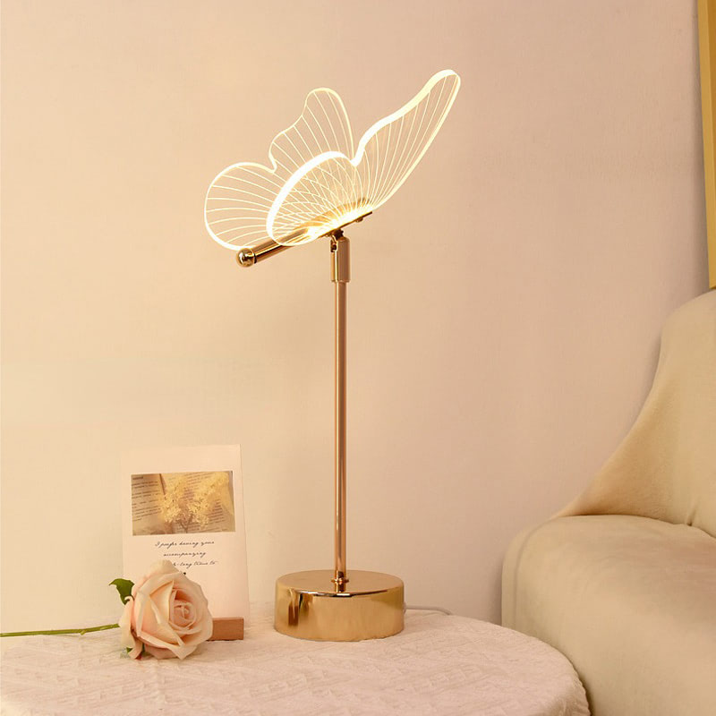 Golden Butterfly Table Lamp — Warm LED Mood Lighting for Bedside — Front view