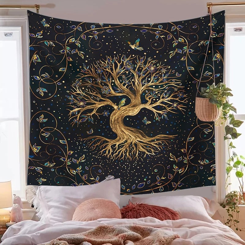 Golden Tree of Life Tapestry — Considered Home Styling — Detail