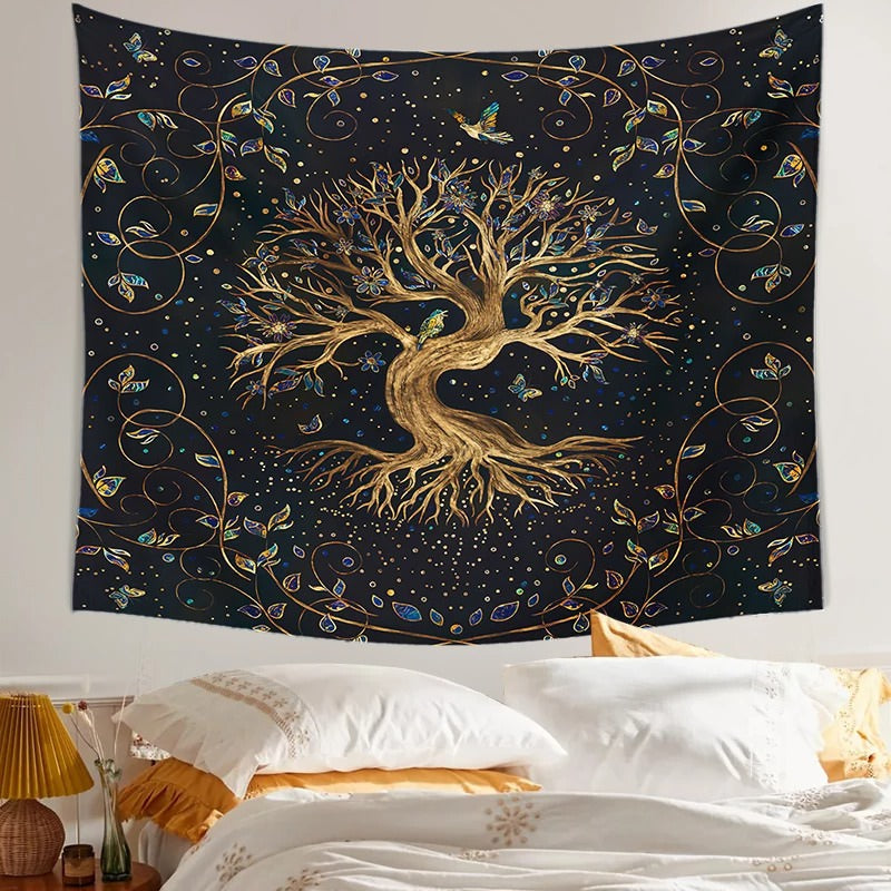 Golden Tree of Life Tapestry — Considered Home Styling — Lifestyle 1