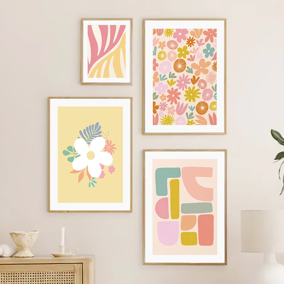 Yellow Pastel Flower Canvas Posters — Considered Home Styling