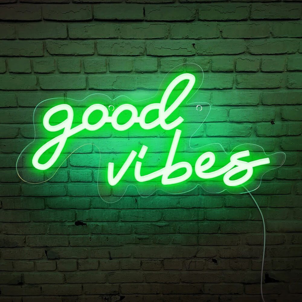 Good Vibes Wall Neon Sign — Warm LED Mood Lighting for Bedside — Lifestyle 4
