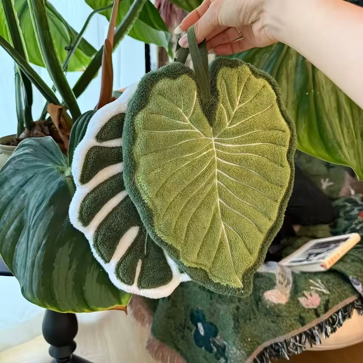 Botanical Leaf Microfiber Hand Towel — Considered Home Styling — Lifestyle 1