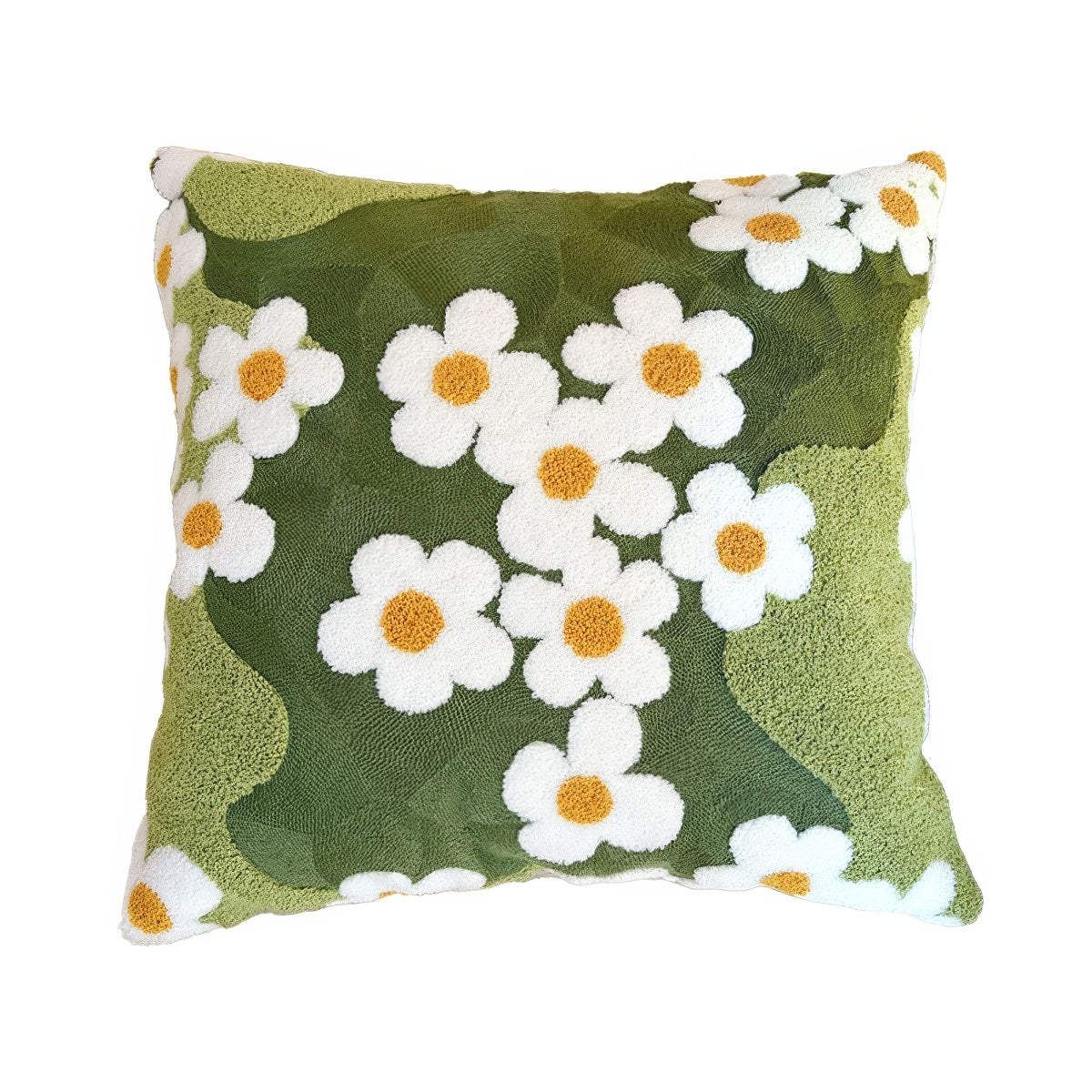Daisy Cushion Cover — Embroidered Cotton for the Sofa — Front view