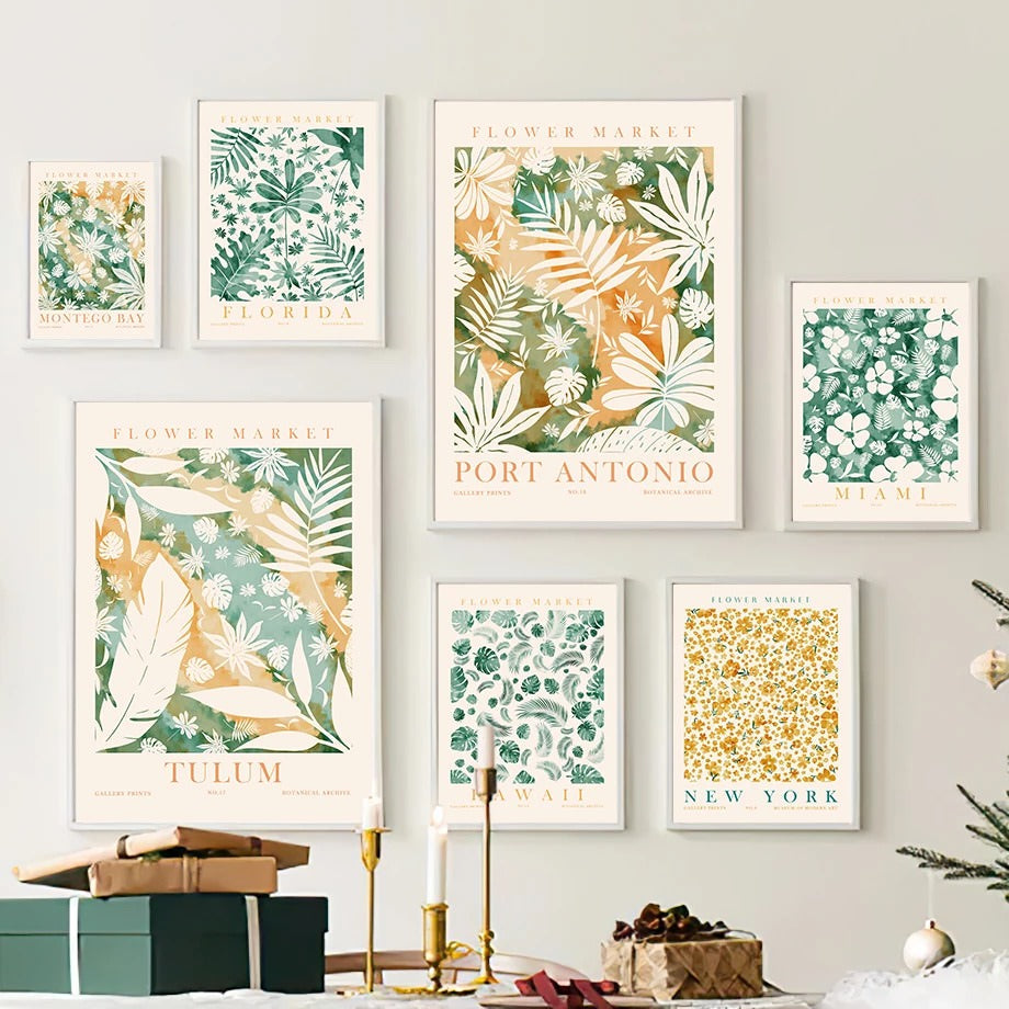 Green Leaves Herbarium Canvas Posters — Considered Home Styling