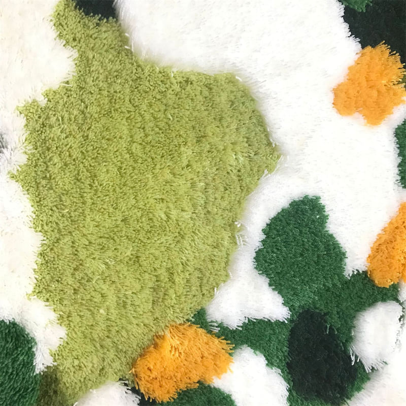 Green Moss Tufted Rug — Soft Accent Rug for Bedroom Layering — Detail