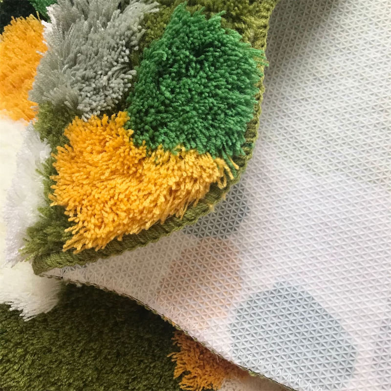 Green Moss Tufted Rug — Soft Accent Rug for Bedroom Layering — Lifestyle 1