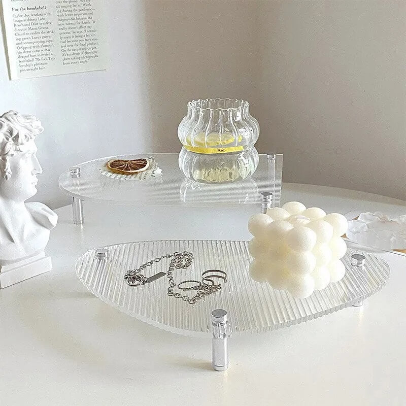 Grooved Acrylic Decorative Tray — Decorative Accent for Considered Styling — Front view