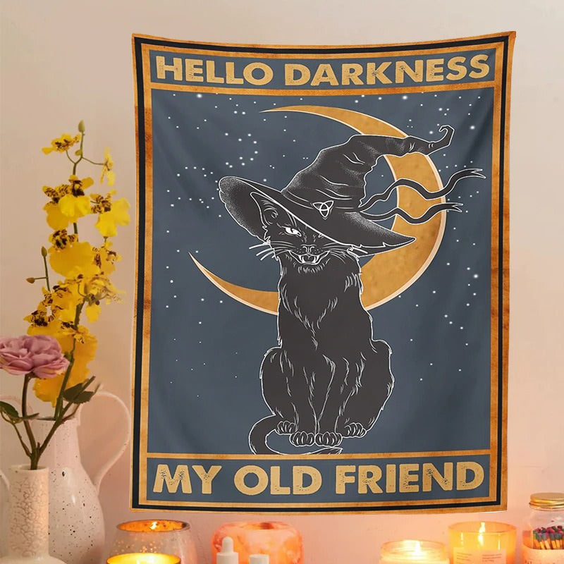 Hello Darkness Witchy Cat Tapestry — Considered Home Styling — Lifestyle 2