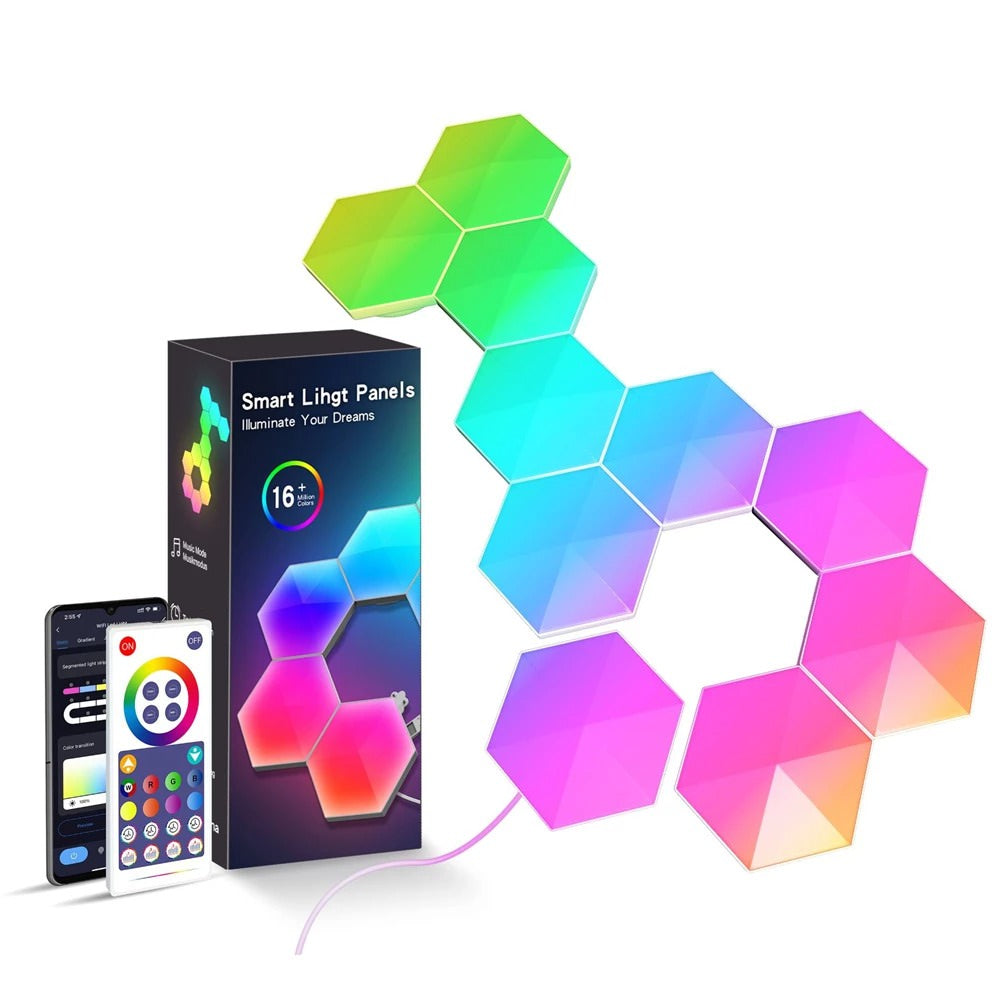 Hexagon LED Lights — Warm LED Mood Lighting for Bedside — Front view