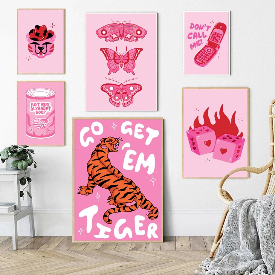 Hot Pink Girly Canvas Posters — Considered Home Styling — Detail