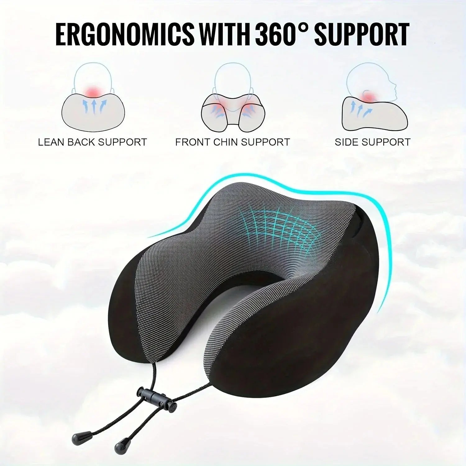 Hooded U-Shaped Travel Pillow for Comfortable Sleep - Available in Grey, Black, Brown, Blue, 25x23x15cm — Lifestyle 3