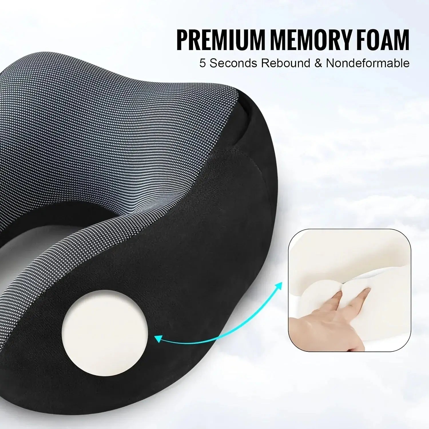 Hooded U-Shaped Travel Pillow for Comfortable Sleep - Available in Grey, Black, Brown, Blue, 25x23x15cm — Lifestyle 6