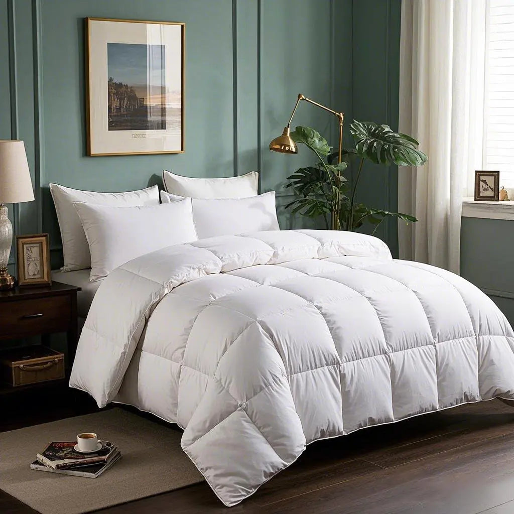 Cooling Goose Down Quilt for Comfortable Sleep - Available in White, Pink, Gray; Multiple Sizes: Single to King — Lifestyle 3