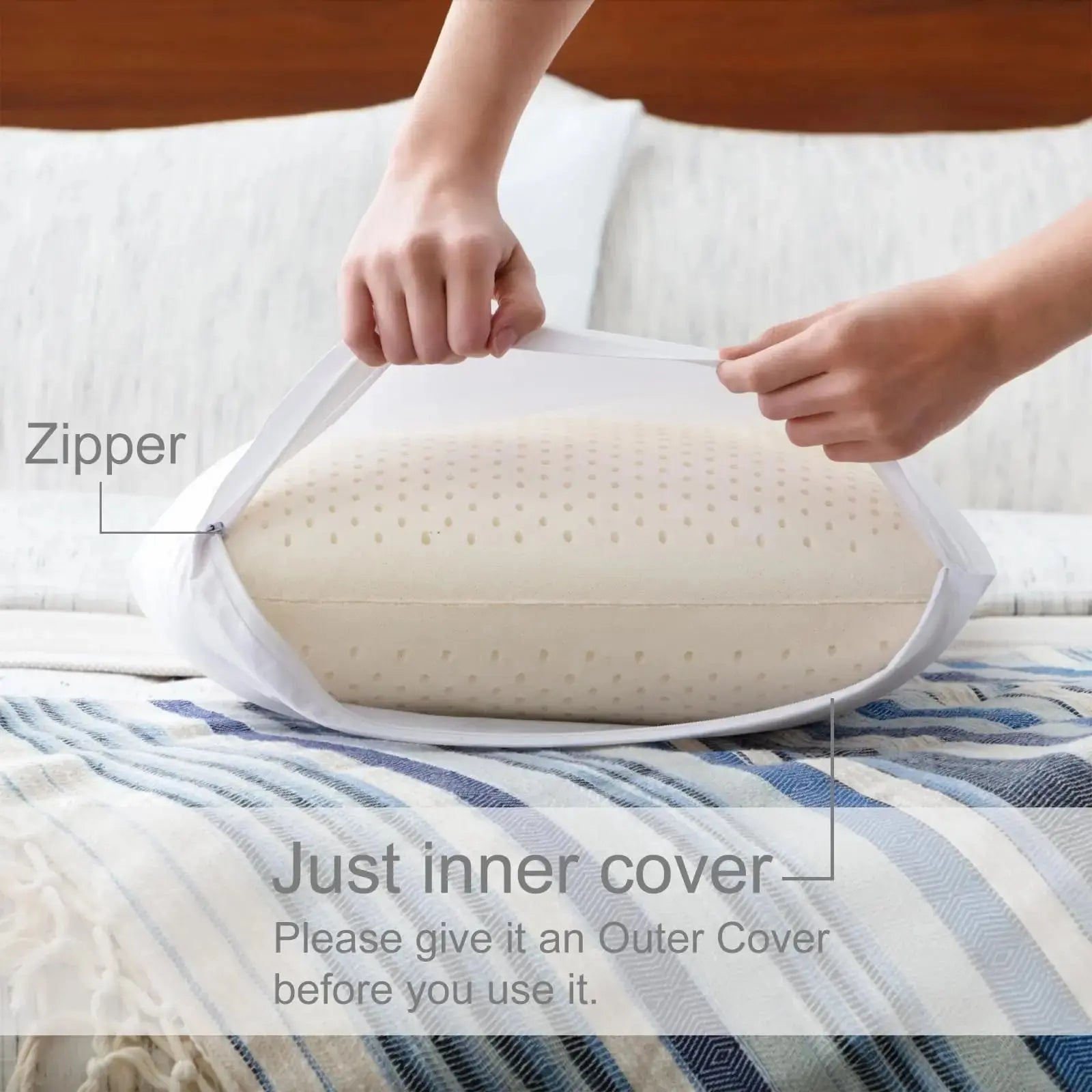 Natural Latex Sleep Pillow – 60x40x12cm, White – Eco-Friendly Comfort for Restful Nights — Lifestyle 4