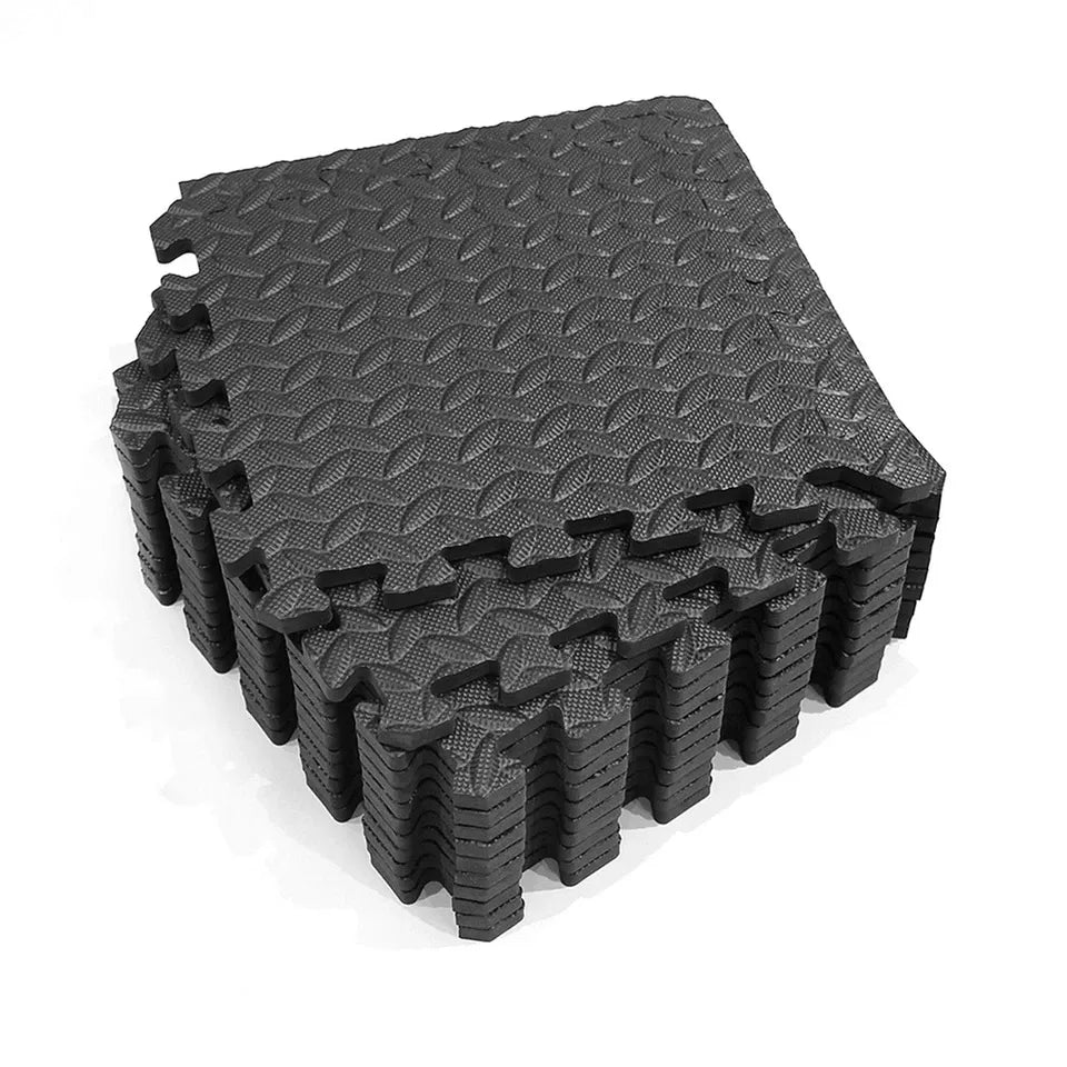 Interlocking Gym Floor Mats - High-Density EVA Foam Tiles for Home Gym, 60cm x 60cm — Front view