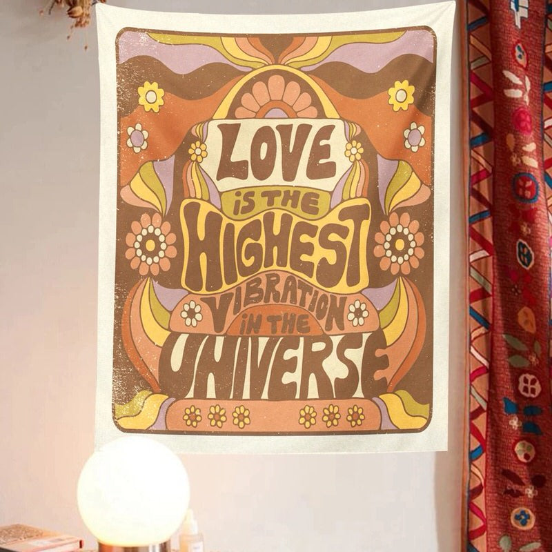 Love is Highest Vibration Tapestry — Considered Home Styling — Detail