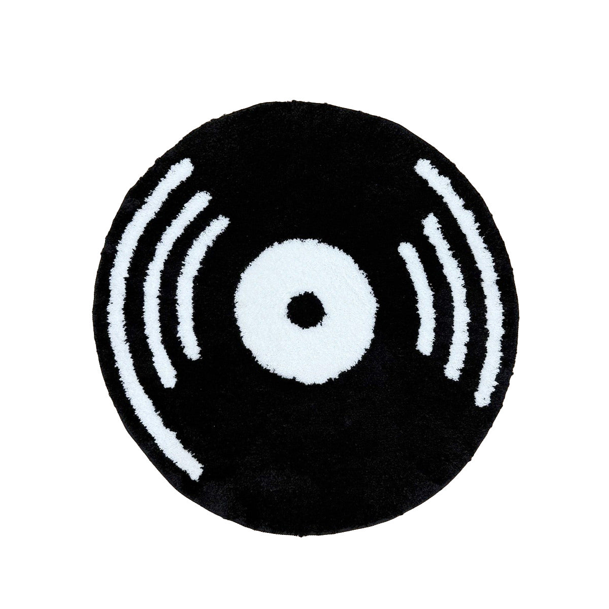 Retro Vinyl Record Tufted Round Rug — Soft Accent Rug for Bedroom Layering — Front view