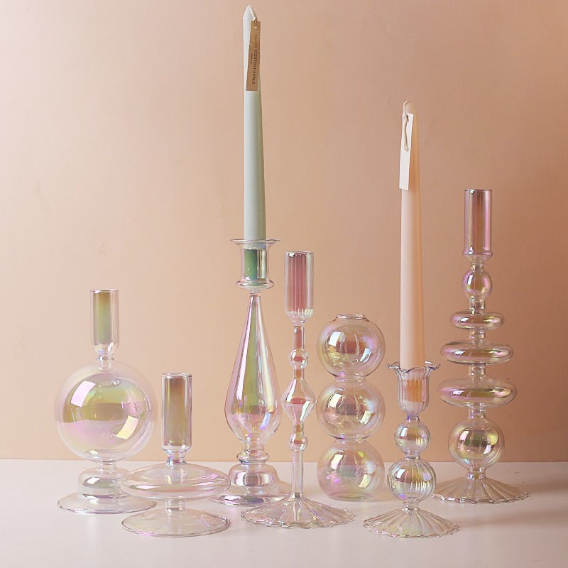 Iridescent Glass Candle Holder — Decorative Vase for Considered Styling — Front view