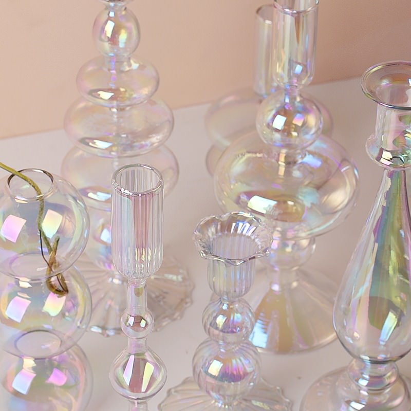 Iridescent Glass Candle Holder — Decorative Vase for Considered Styling — Detail