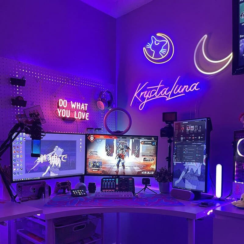 Moon Cat Neon Sign — Warm LED Mood Lighting for Bedside — Lifestyle 5