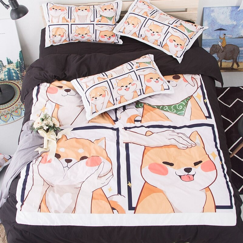 Shiba Bedding Set — Soft-Touch Cotton Duvet & Pillowcases — Front view