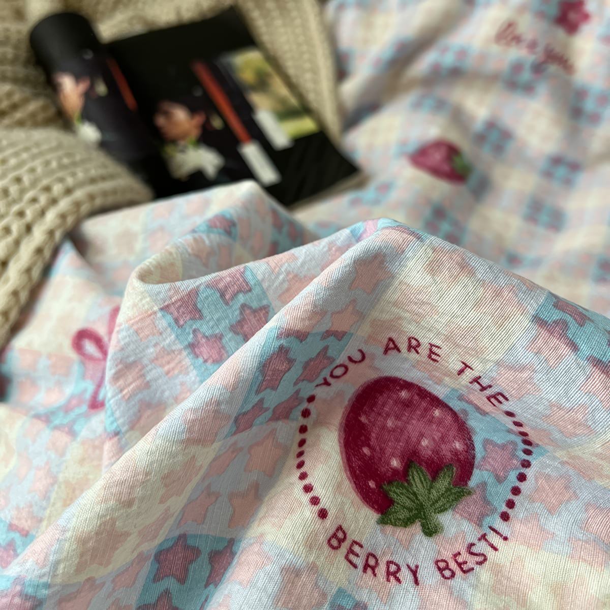 Berry Best Strawberry Bedding Set — Soft-Touch Cotton Duvet & Pillowcases — Lifestyle 6