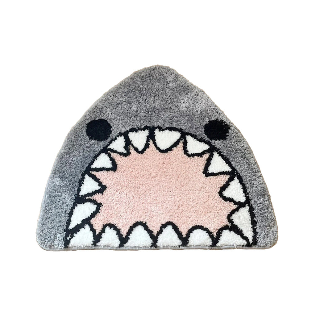 Angry Shark Tufted Accent Rug — Soft Accent Rug for Bedroom Layering — Front view