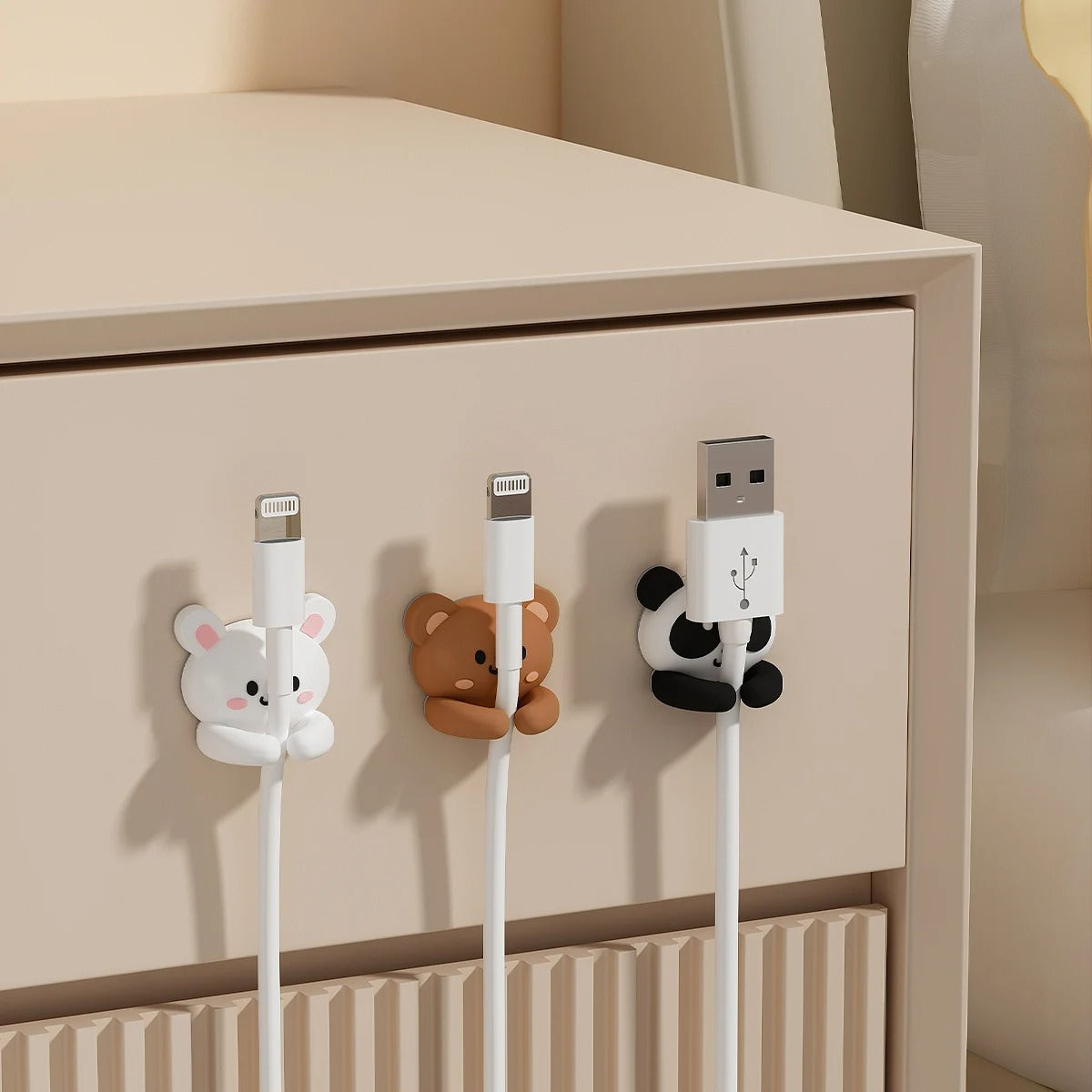 Panda Cable Organizer Clips — Adhesive Cord Holders for Tidy Desks (Set of 2) — Lifestyle 1