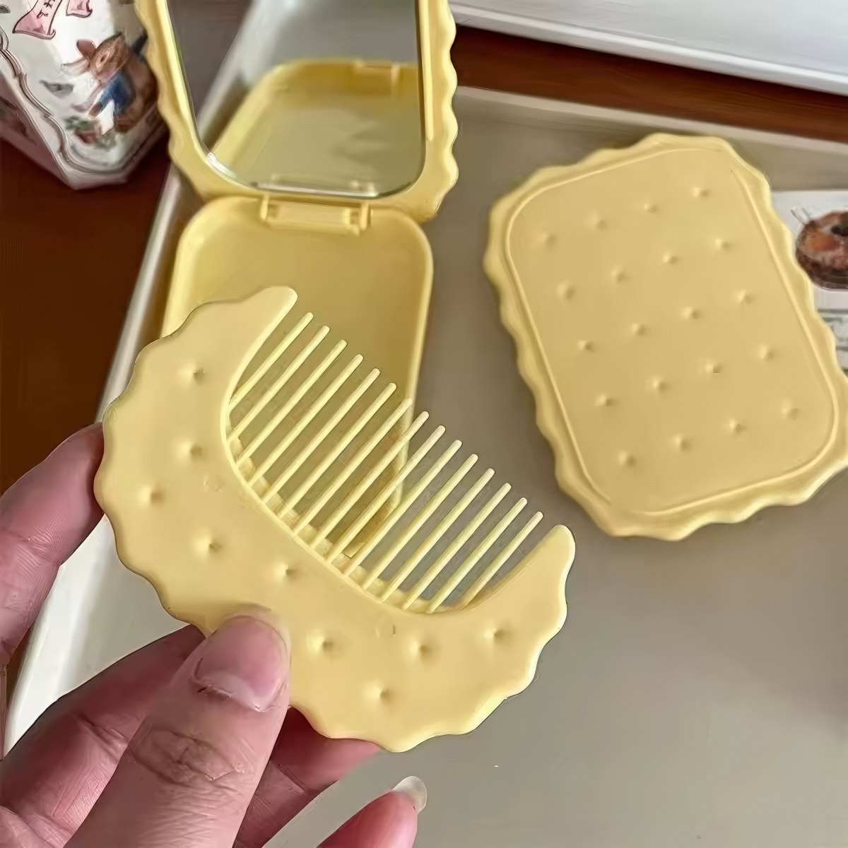 Biscuit Makeup Pocket Mirror — Considered Home Styling — Lifestyle 1