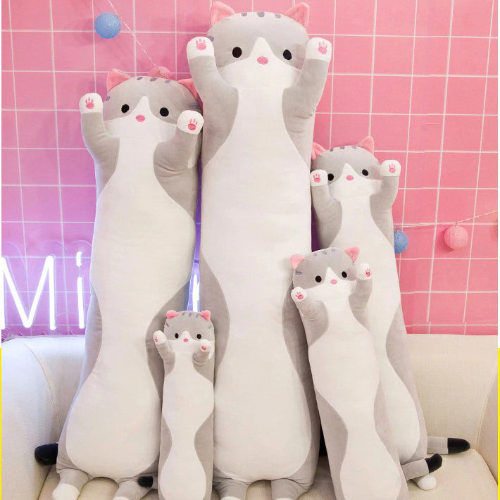Sausage Cat Plush Toy — Soft Textured Pillow for Bedroom Layering — Lifestyle 1