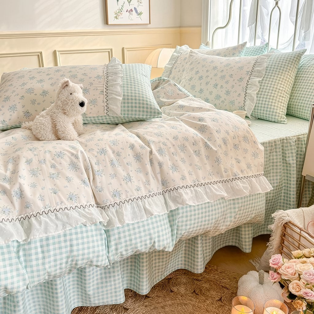 Grandma Blue Plaid Bedding Duvet Cover Set — Lifestyle 2