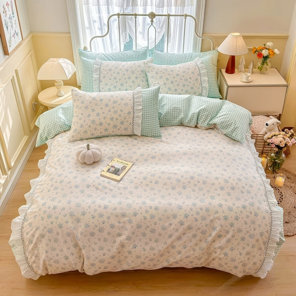 Grandma Blue Plaid Bedding Duvet Cover Set — Lifestyle 1