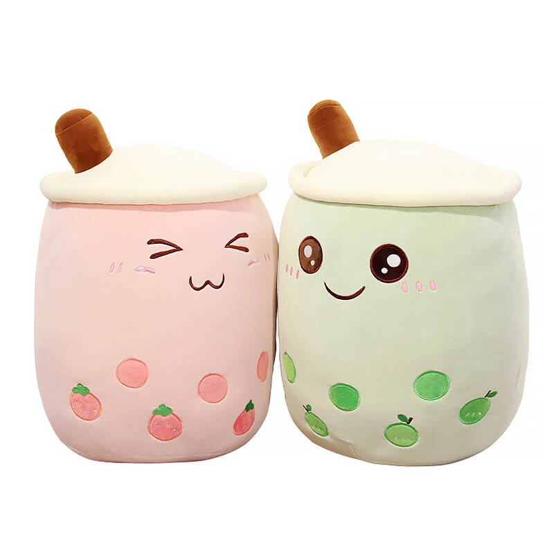 Matcha Bubble Tea Plush Toy — Soft Textured Pillow for Bedroom Layering — Front view