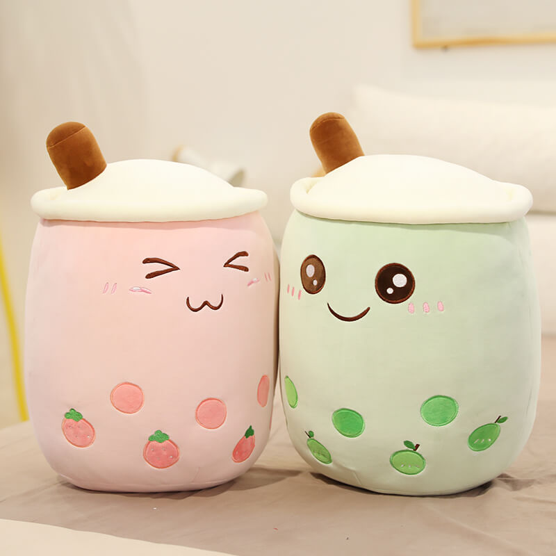 Matcha Bubble Tea Plush Toy — Soft Textured Pillow for Bedroom Layering — Lifestyle 3