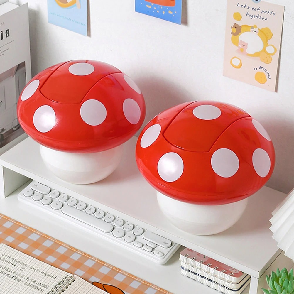 Mushroom Desk Trash Can — Considered Home Styling — Lifestyle 1