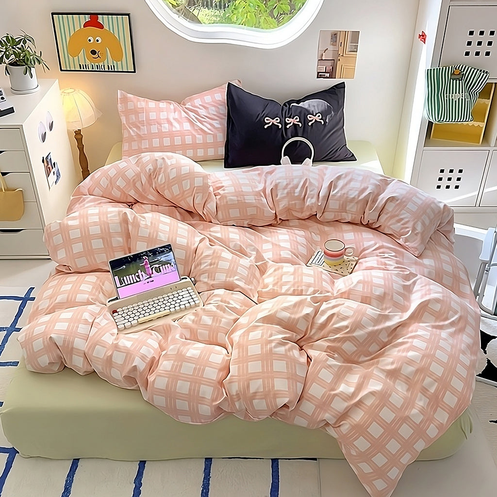 Plaid Print Bedding Set — Soft-Touch Cotton Duvet & Pillowcases — Lifestyle 3