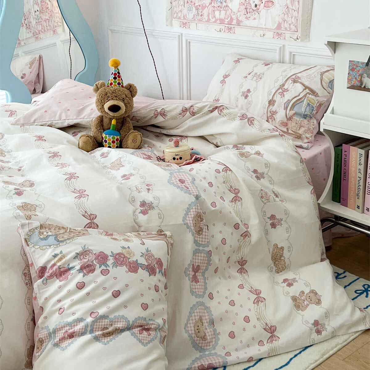 Teddy Tea Party Bedding Set — Soft-Touch Cotton Duvet & Pillowcases — Lifestyle 4