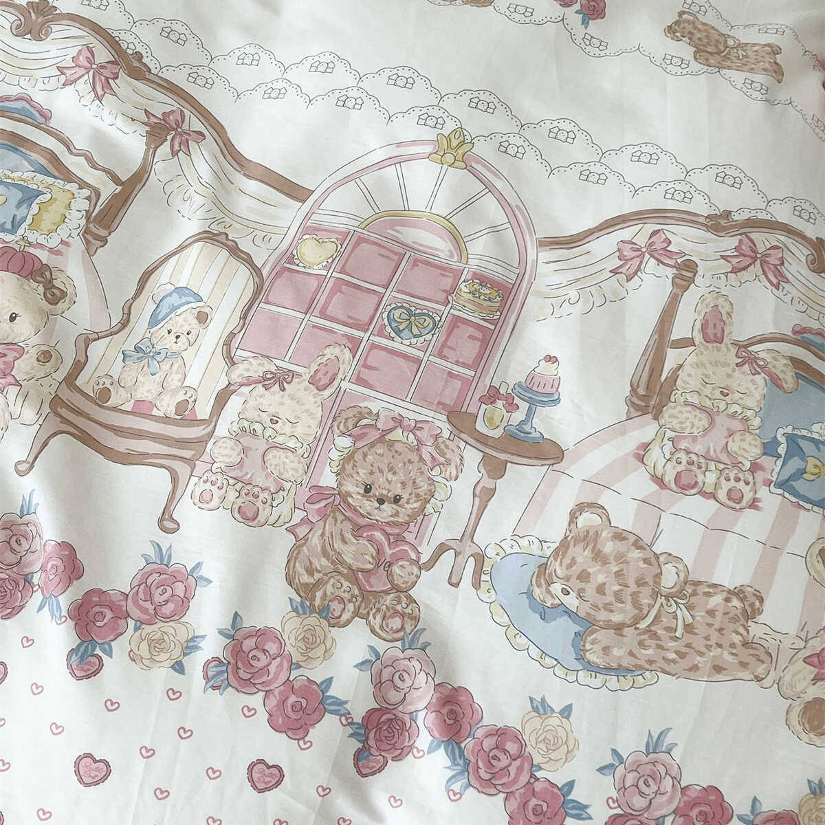 Teddy Tea Party Bedding Set — Soft-Touch Cotton Duvet & Pillowcases — Lifestyle 2