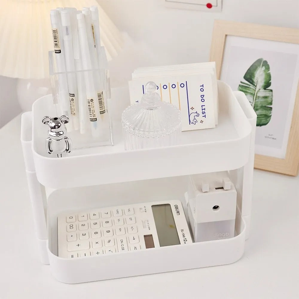 White Rounded Desk Storage Shelf — Considered Home Styling — Detail