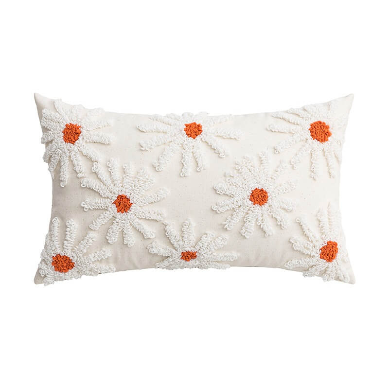 Light Beige Tufted Flower Cushion Cover — Soft Textured Pillow for Bedroom Layering — Lifestyle 2
