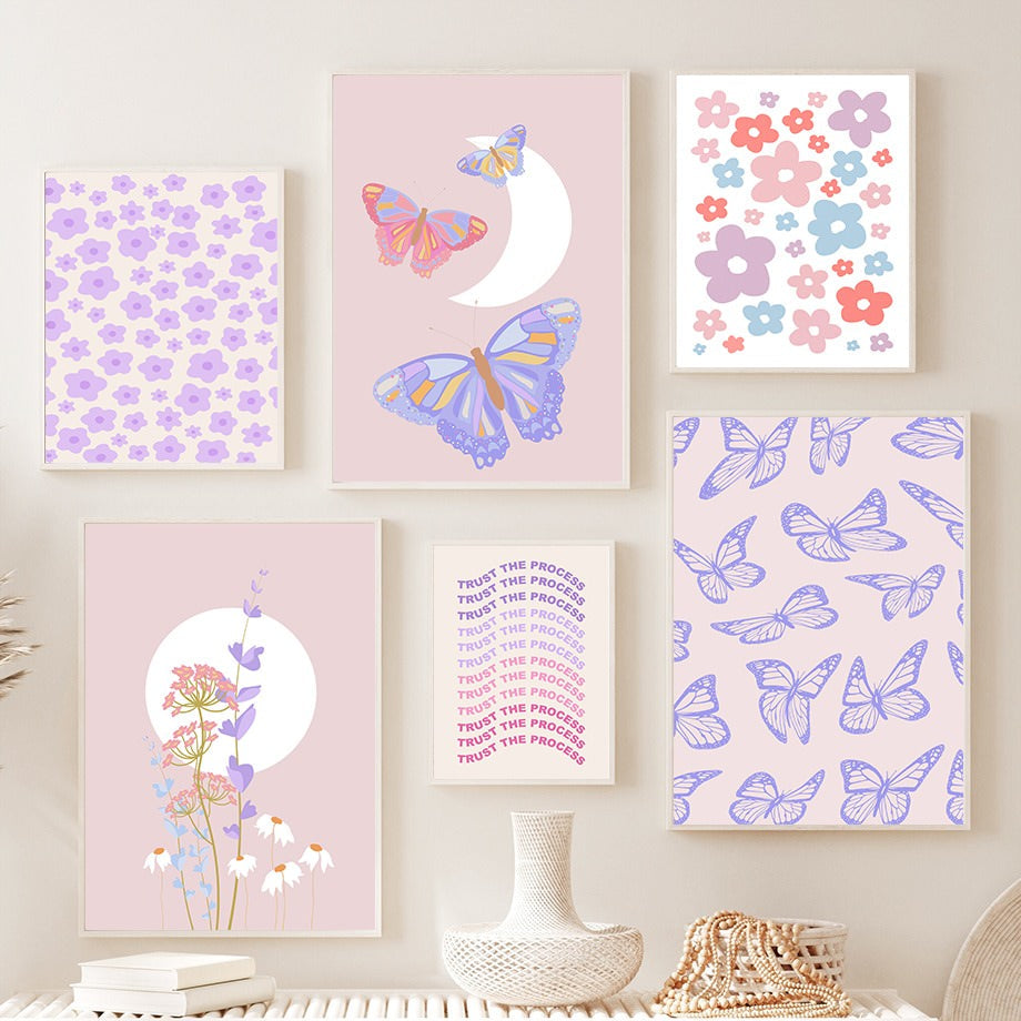 Light Purple Butterflies Canvas Posters — Considered Home Styling — Front view