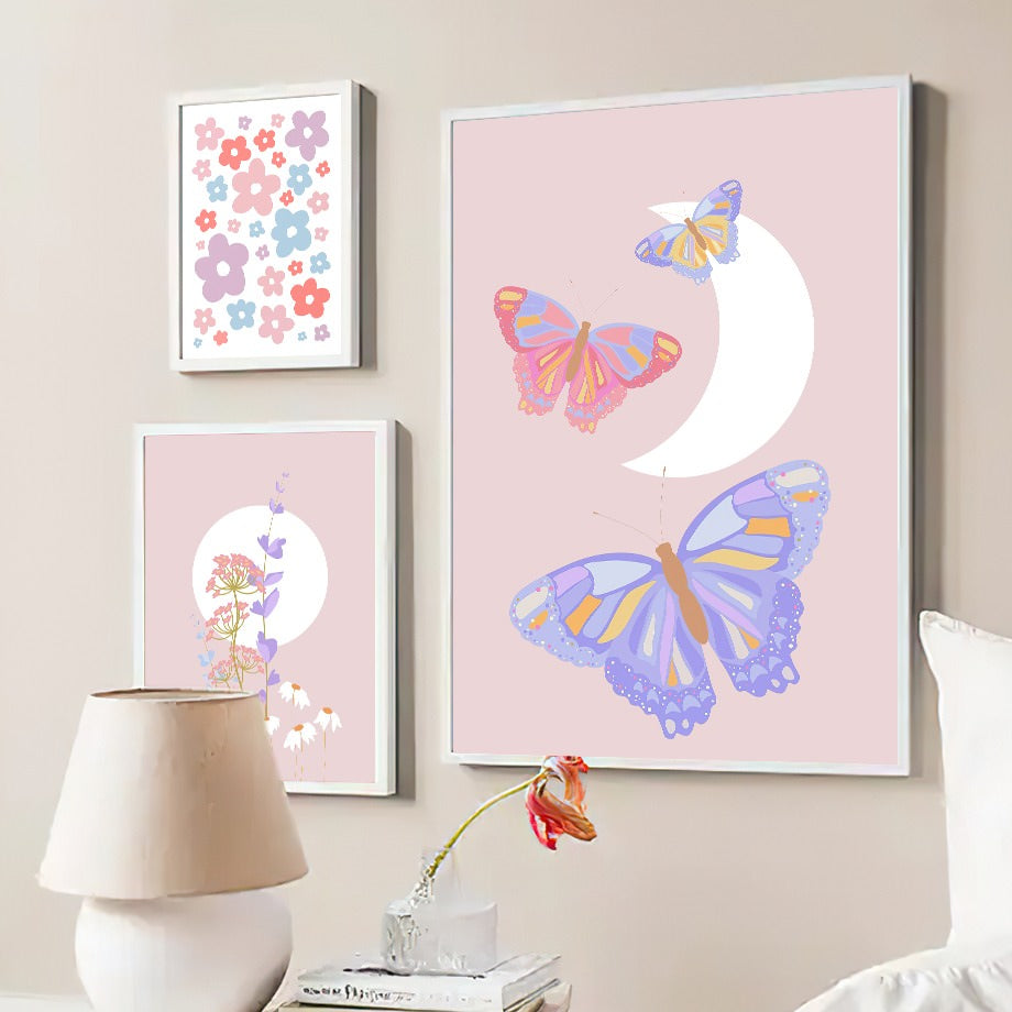 Light Purple Butterflies Canvas Posters — Considered Home Styling — Lifestyle 1
