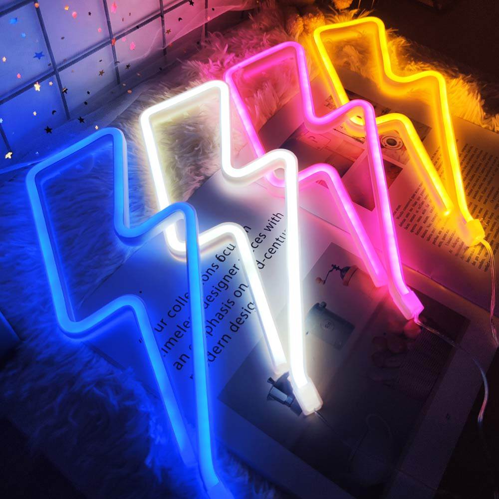 Lightning Bolt Neon Sign — Warm LED Mood Lighting for Bedside — Lifestyle 1