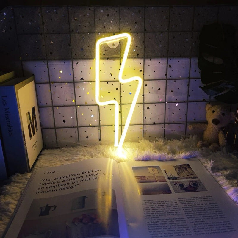 Lightning Bolt Neon Sign — Warm LED Mood Lighting for Bedside — Lifestyle 4