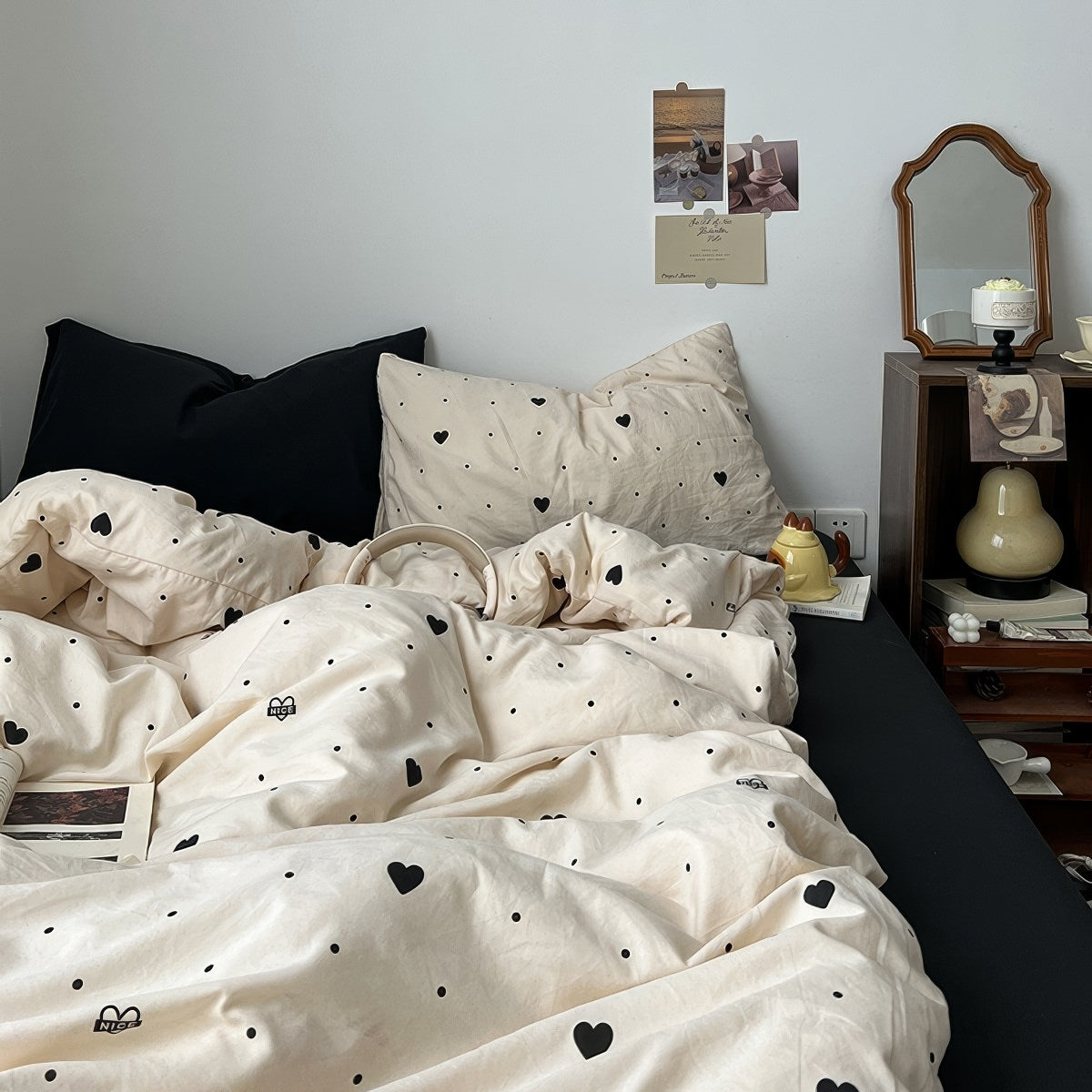 Little Hearts & Polka Dots Bedding Set — Soft-Touch Cotton Duvet & Pillowcases — Lifestyle 3