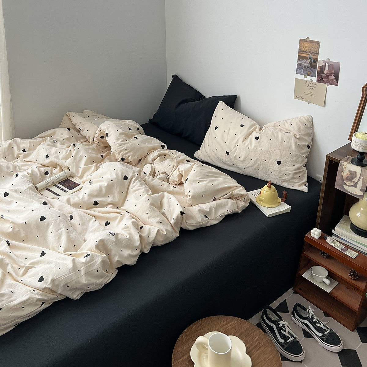 Little Hearts & Polka Dots Bedding Set — Soft-Touch Cotton Duvet & Pillowcases — Lifestyle 4