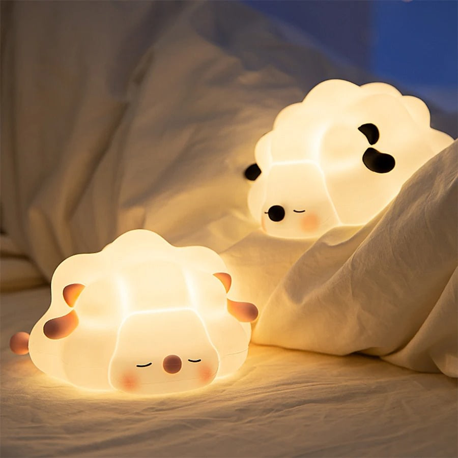Sleeping Sheep Night Light — Warm LED Mood Lighting for Bedside — Front view